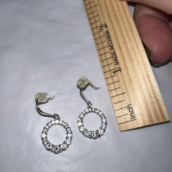 CZ Circle Dangle Earrings - Picture 5 of 8